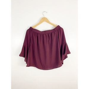 Sadie&Sage Fall Purple Off Shoulder Blouse